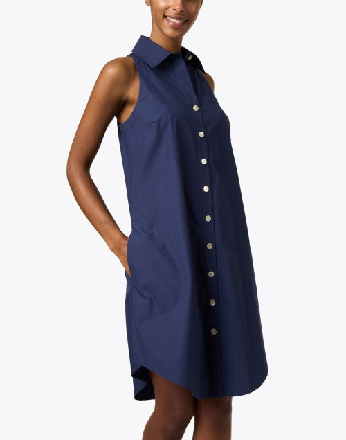 Swing Navy Cotton Shirt Dress