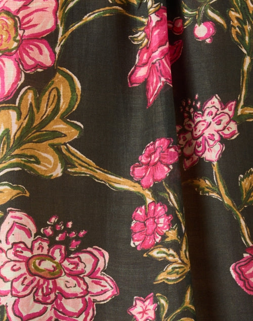 Liza Green and Pink Floral Blouse