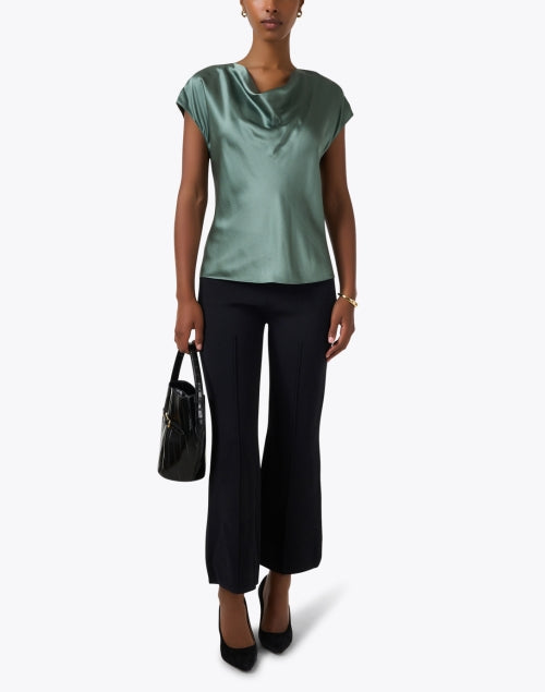 Green Silk Cowl Neck Top