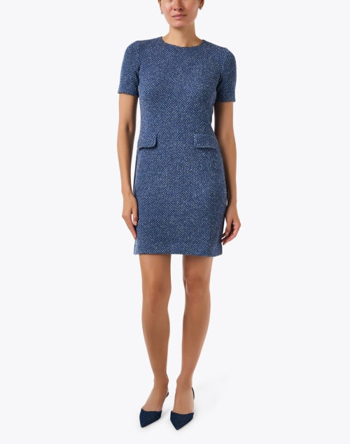 Tuc Blue Chevron Shift Dress