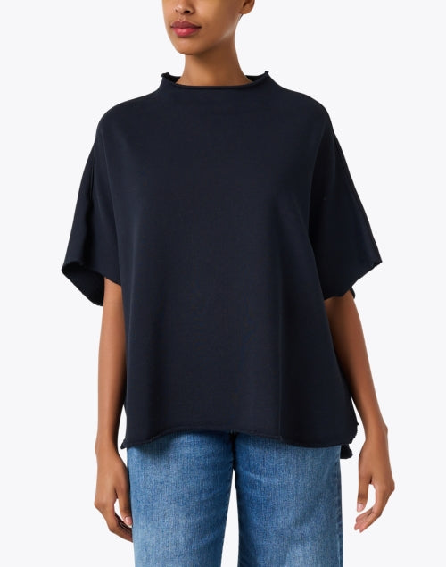 Audrey Navy Cotton Top