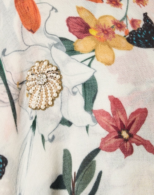 Floral Print Wool Silk Scarf