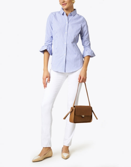 Navy and White Striped Cotton Top