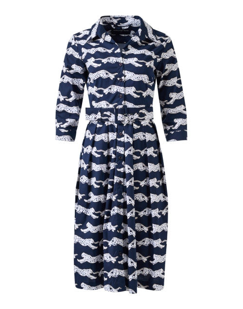 Audrey Navy Print Cotton Stretch Dress