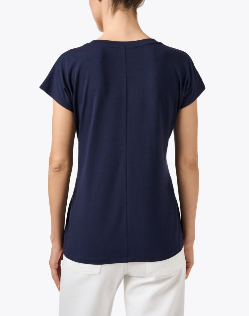 Navy Tie Front Top